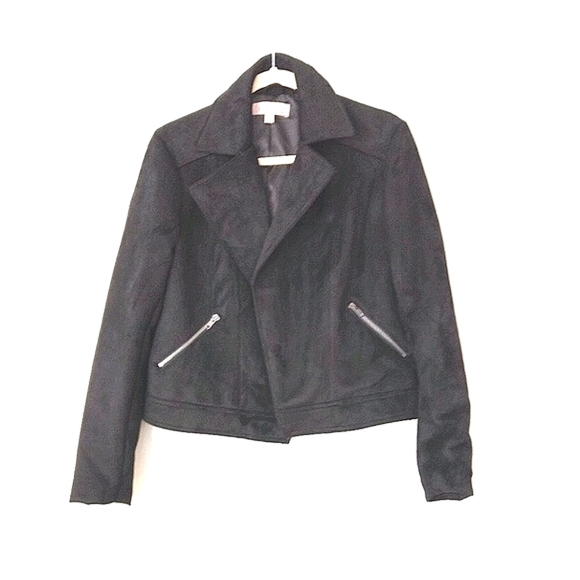 Philosophy Vegan Suede Black Moto Jacket Size M - Picture 1 of 6